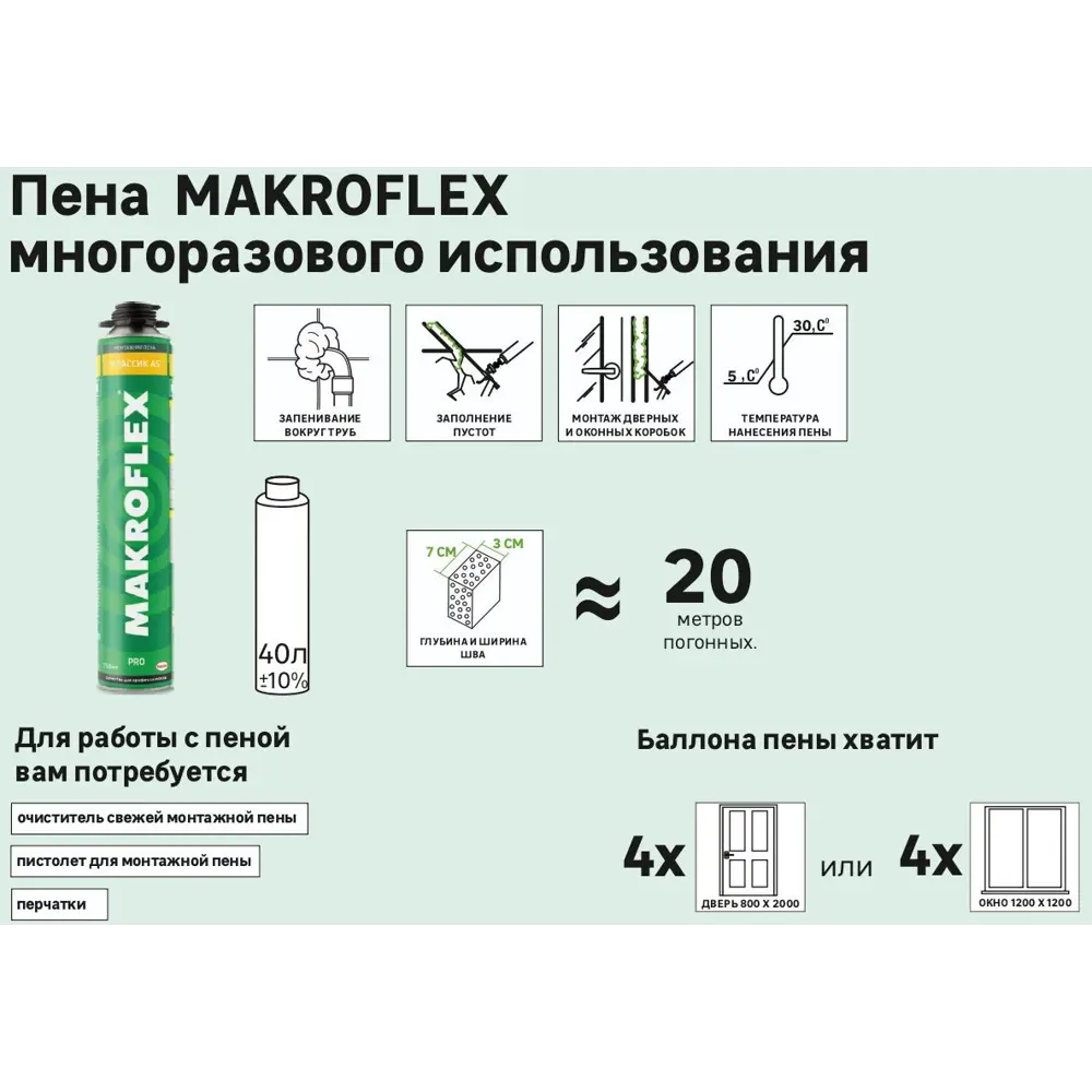 Пена монтажная пистолетная Мakroflex всесезонная, 750 мл МАКРОФЛЕКС STLM-2000678 - Вид №3