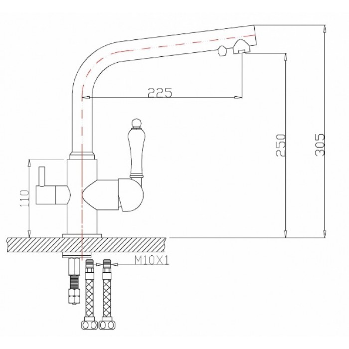 Zorg ZR 313 YF-33 Nickel Смеситель для кухни Zorg 305х225 мм  - Вид №2