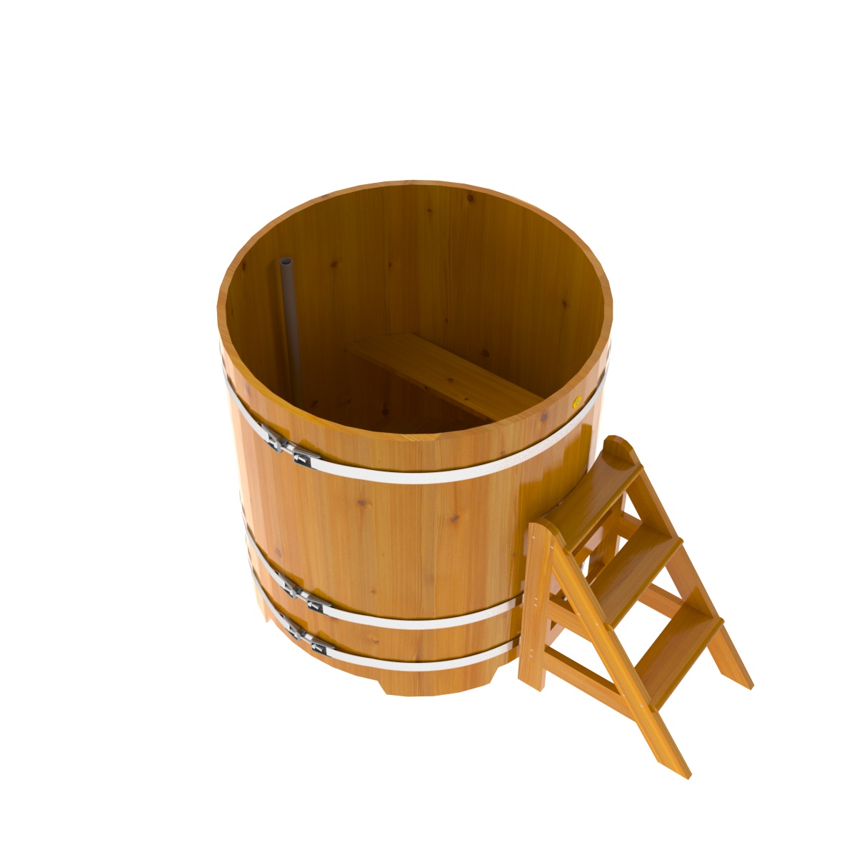 2225 Купель круглая из лиственницы Рустик d=1,17х1,2 натуральная Alyarus  - Вид №2