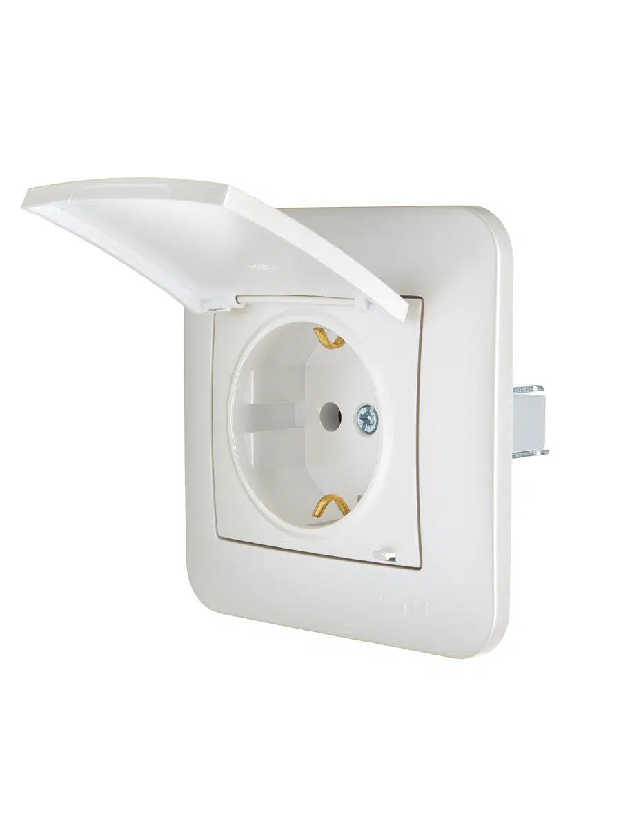ASTI Розетка с/з с крышкой ПБТ жемчужно-белый перламутр LEZARD 7081-3030-123B - Вид №5