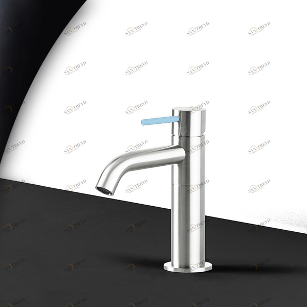 Смеситель для раковины сталь глянцевая с голубой ручкой Toki Radomonte TKS1LCIL17