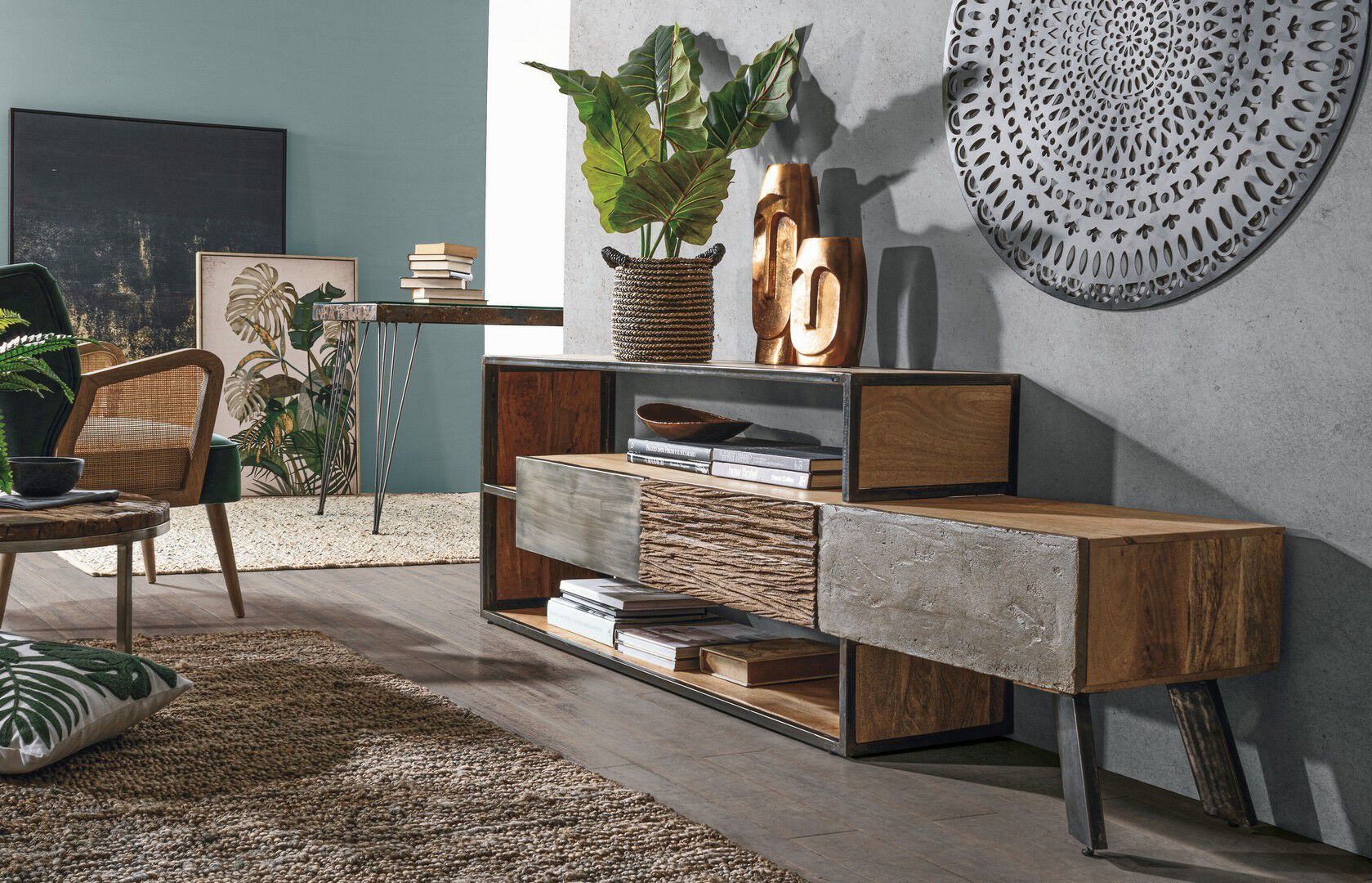 Шкаф для телевизора из манго с ящиками BIZZOTTO Elmer ARCH-00144089