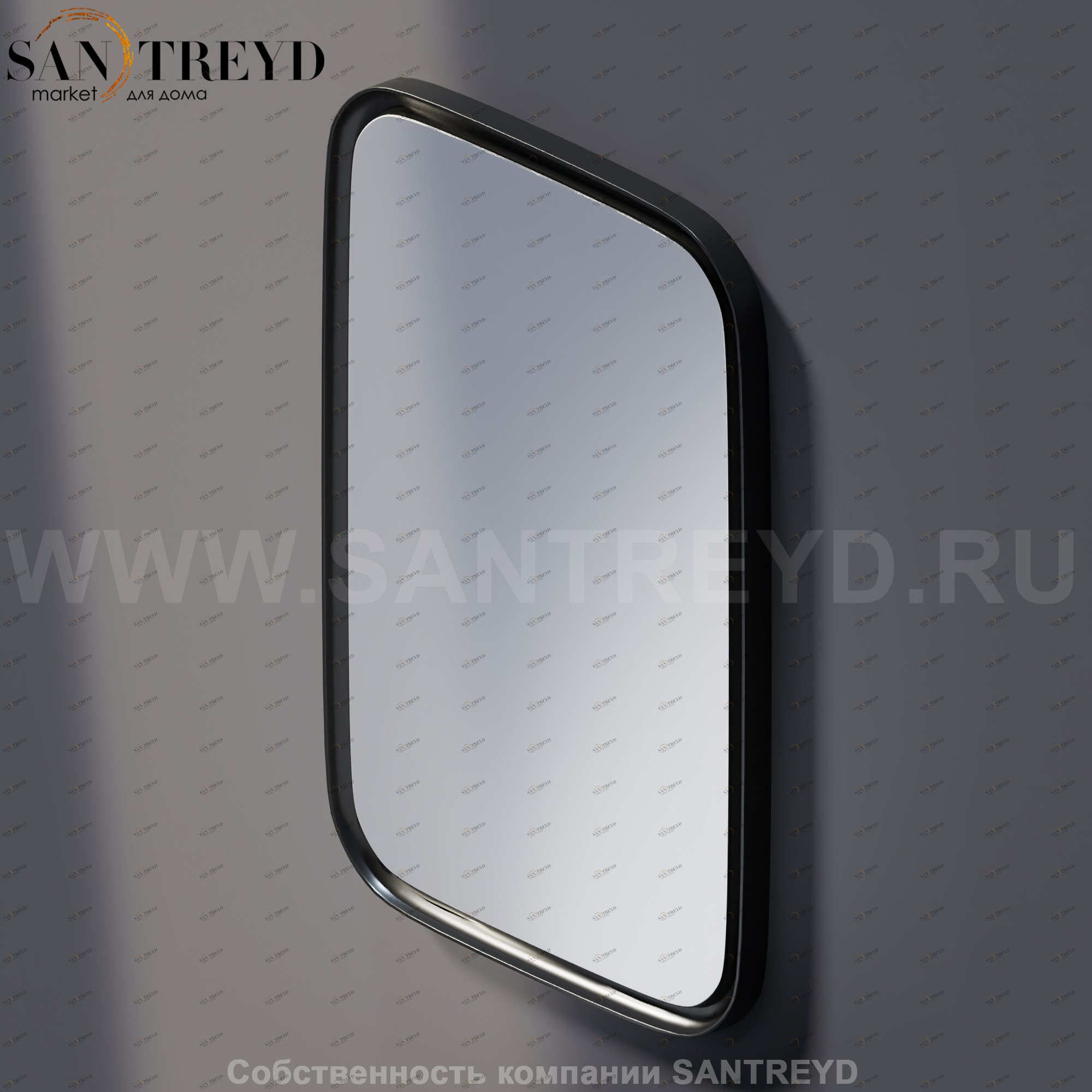 Agape MEMORY Зеркало прямоугольное без LED подсветки в черной раме AMEM863E