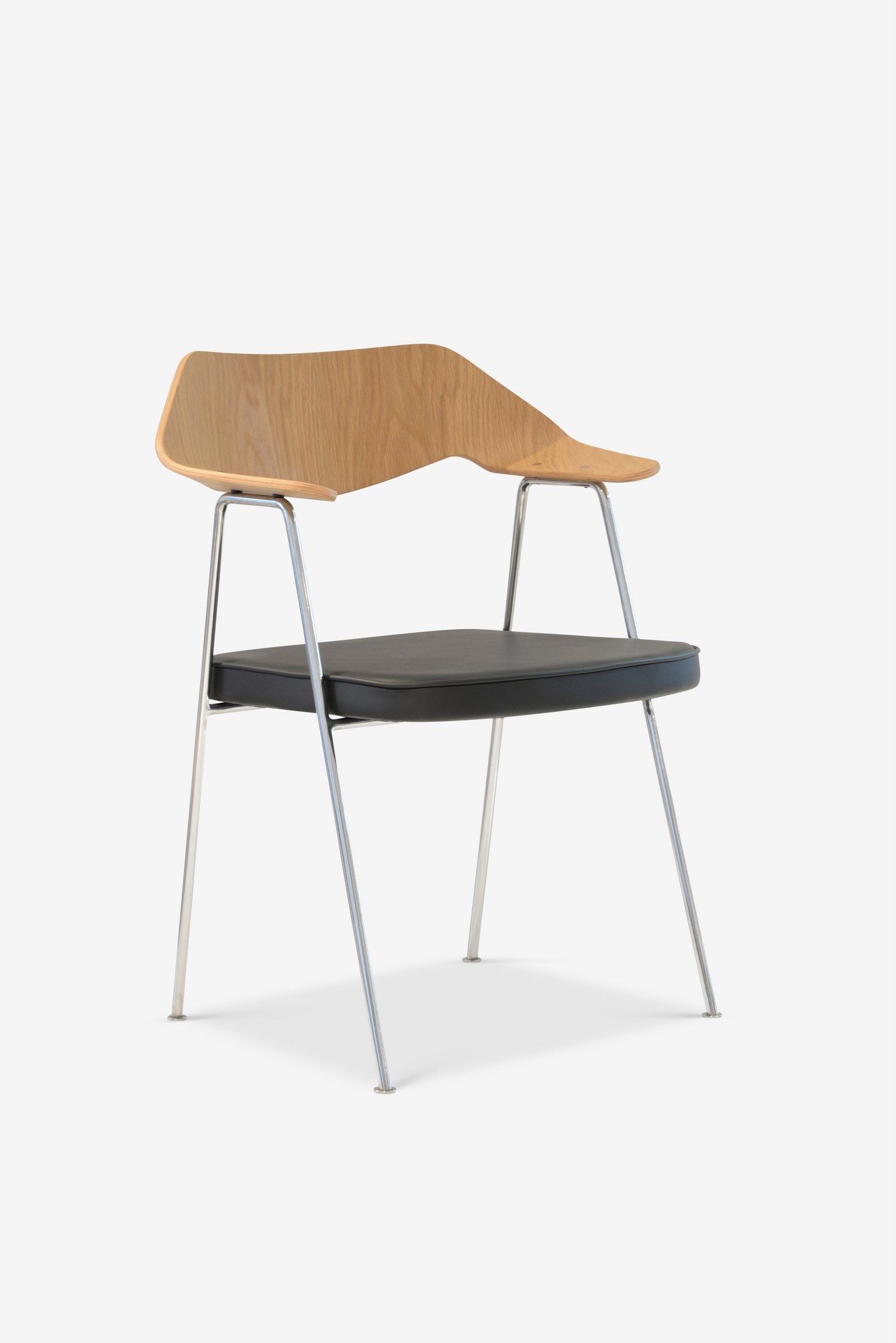 Стул с подлокотниками из кожи и шпона Case 675 ARCH-00046033 - Вид №4