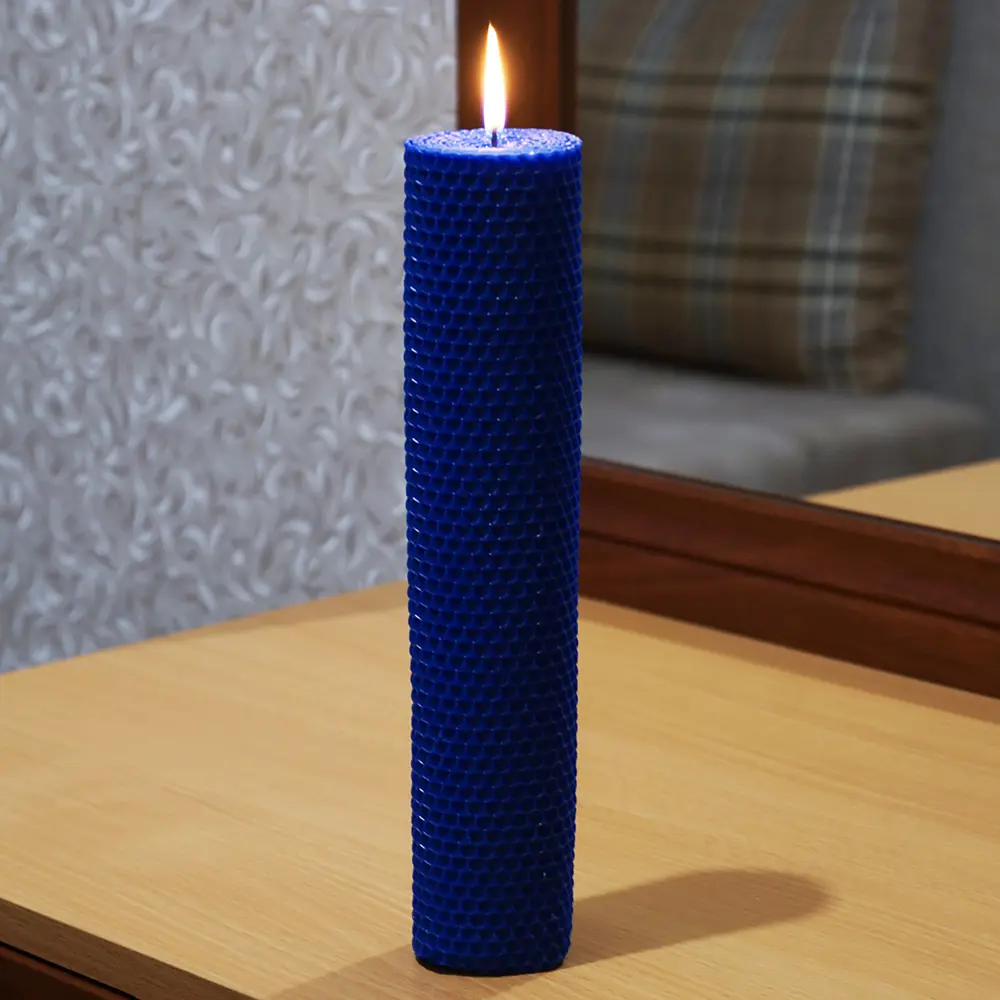 Свеча вощинная цилиндр синяя 5x26 см EVIS STLM-2065526 - Вид №3
