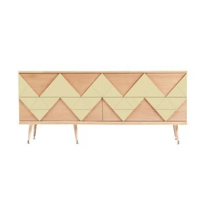 Комод с деревянными ножками и 4 ящиками желтая охра Granny Woo WOODI  00-3965914 Бежевый;дуб сонома;желтый
