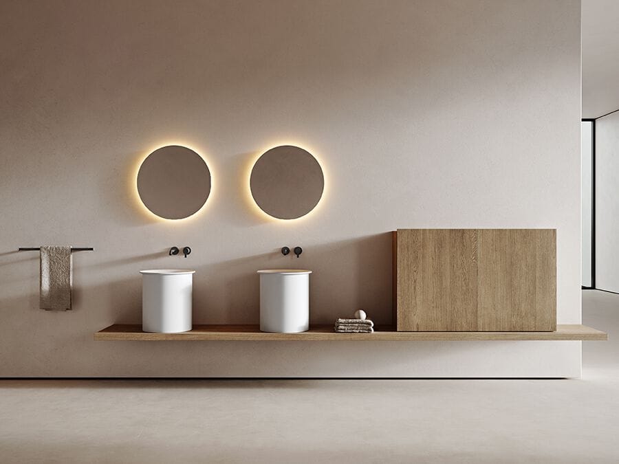 Деревянный шкаф для ванной комнаты с дверцами и встроенным освещением Inbani Edge ARCH-00142908 - Вид №1