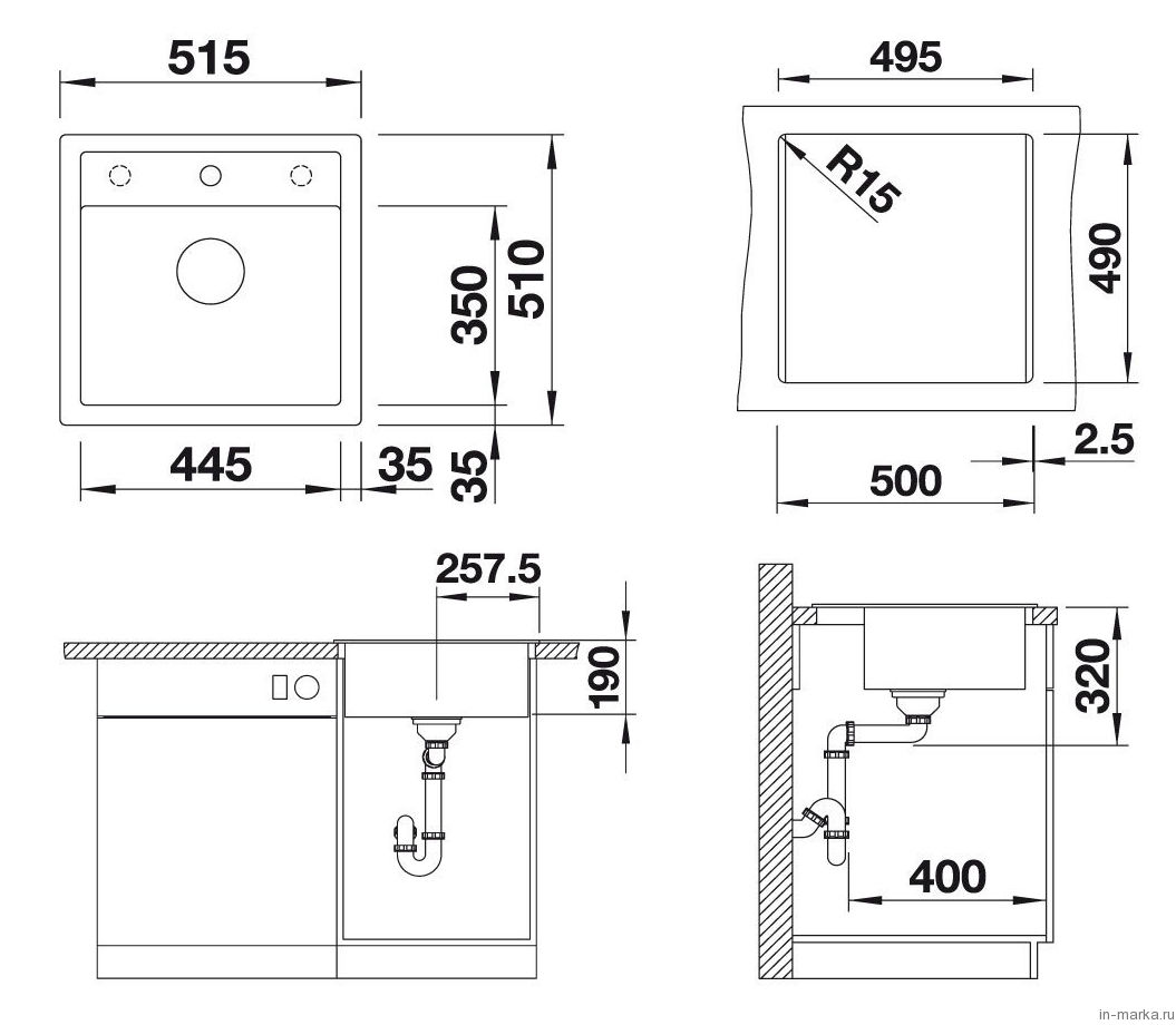 518522 Кухонная мойка Blanco Dalago 5 алюметаллик  Blanco Dalago Алюметаллик - Вид №5
