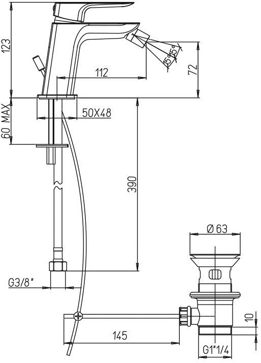Paini Nove 09CR306 смеситель для биде  - Вид №2
