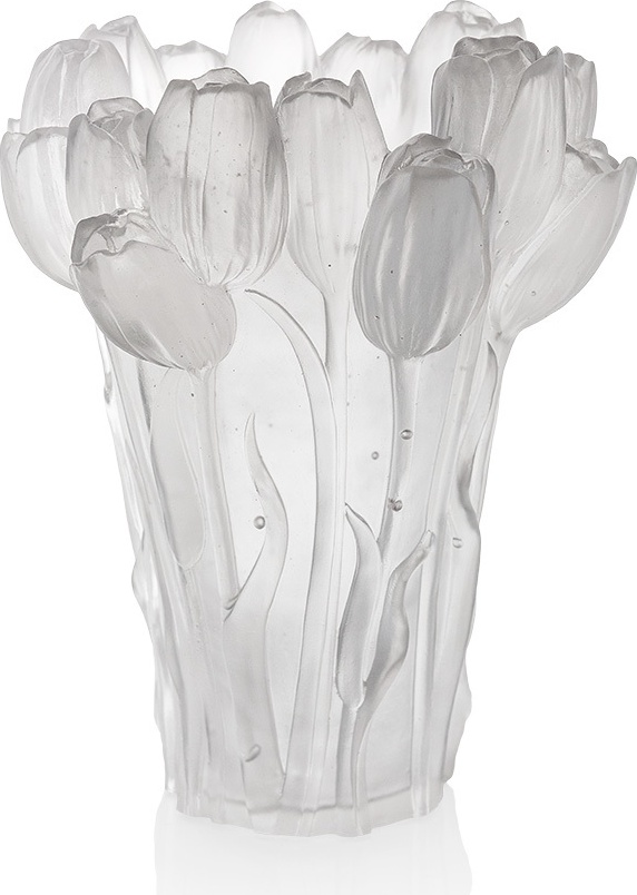 10527971 Cristal de Paris Ваза Cristal de Paris "Букет тюльпанов" 30см (сатин) Хрусталь 