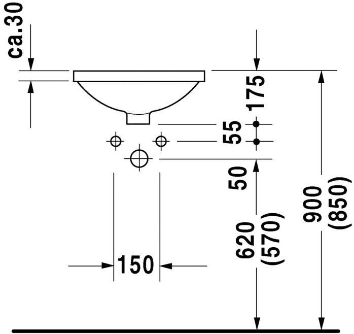 046840 Встроенная раковина под столешницу овальная Duravit Architec - Вид №2