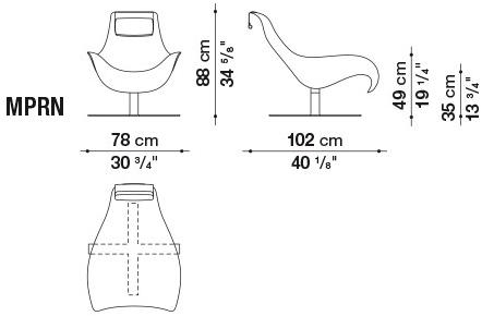 B&B Italia Кресло с обивкой из ткани с 4 спицами Mart sun-id-1380370 - Вид №3