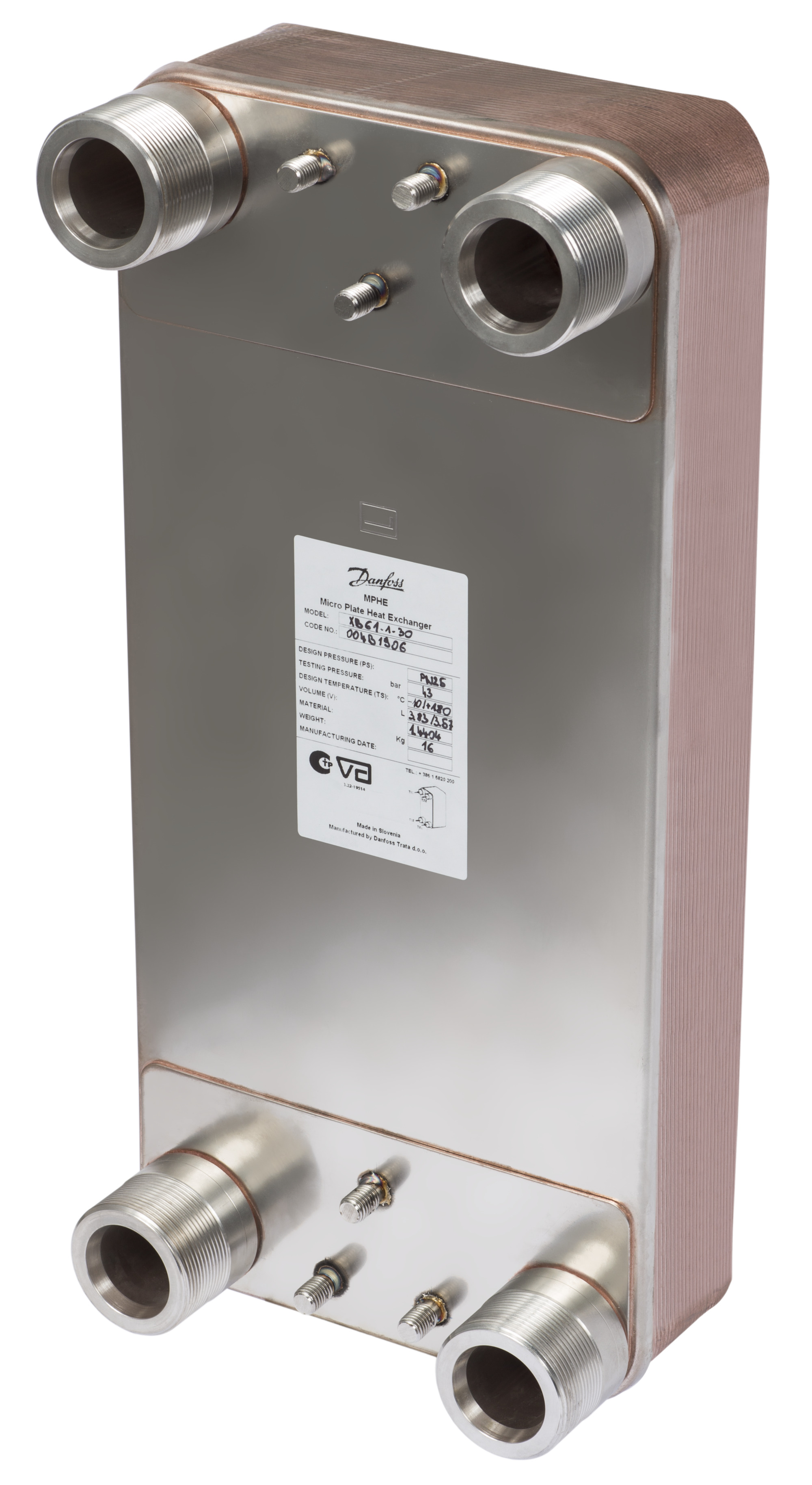 Danfoss Паяный пластинчатый теплообменник серии XB61 XB 61L-1 160 PN25 паяный ТО G2 004B3441  - Вид №51