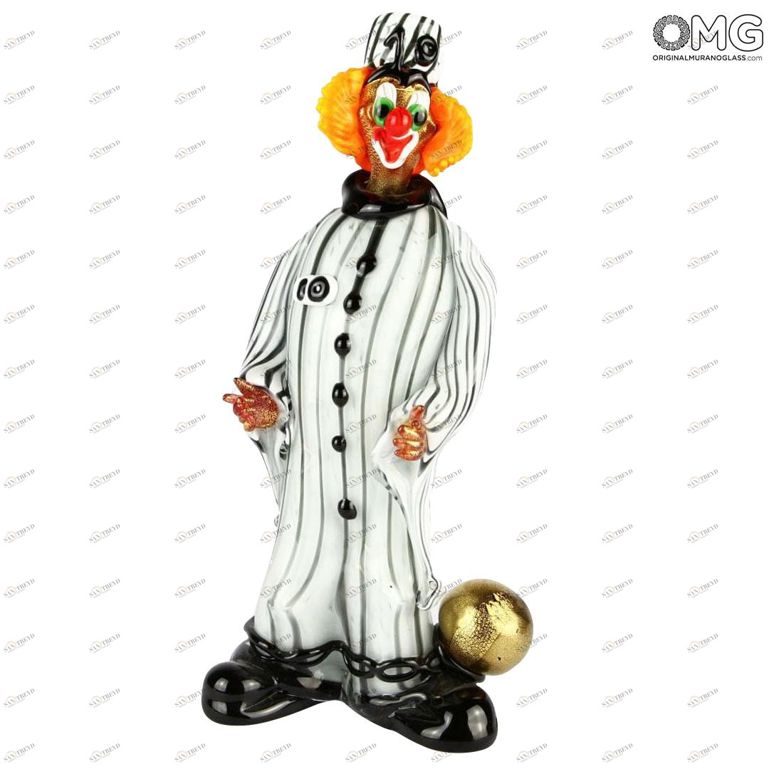 2587 ORIGINALMURANOGLASS Статуэтка Клоун-заключённый - муранское стекло OMG 14 см 