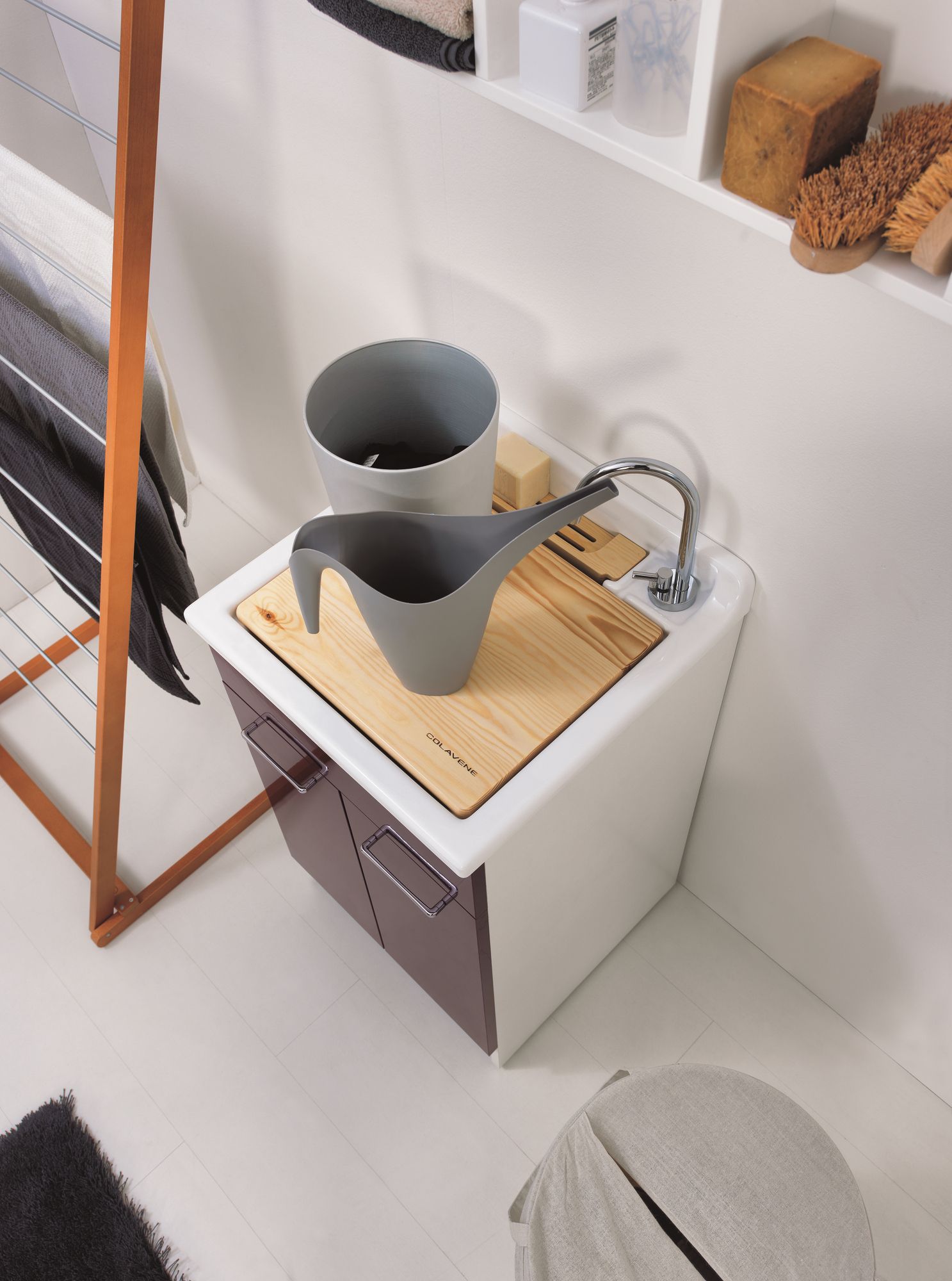 Шкаф для белья из ДСП с бельевой стойкой COLAVENE Jolly Wash ARCH-00114820 - Вид №4