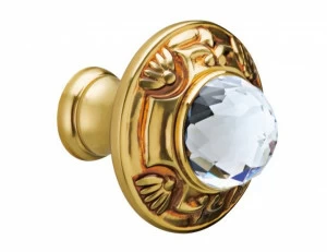 0Z5747.B00.21 Ручка для шкафа диаметром 38 мм с кристаллами сваровски Полированная латунь