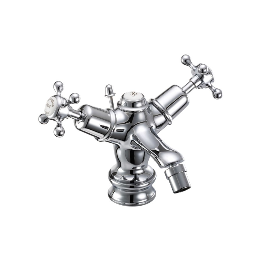 Burlington Смеситель для биде Claremont Regent со сливным клапаном Полный оборот с черным акцентом CLR13 BLA  - Вид №1