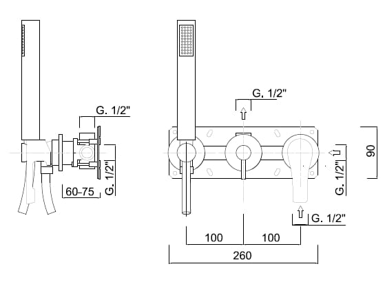 Смеситель для душа с ручным душем Rubinetteria Giulini Ego ARCH-00024305 - Вид №2