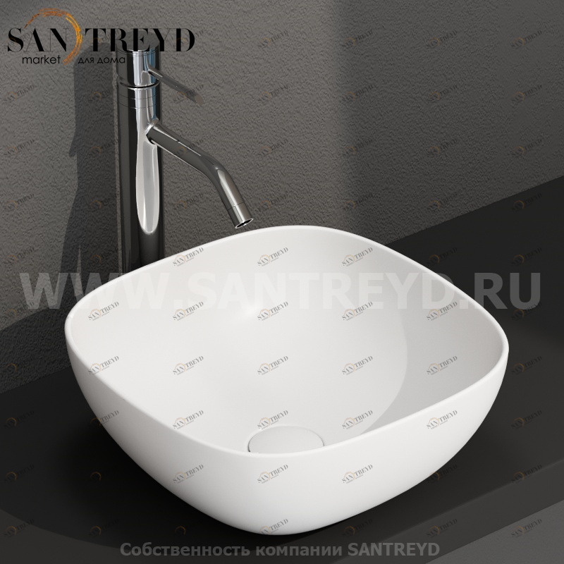 B6Q38BO Накладная раковина на столешницу  квадратная Ceramica Globo T-EDGE