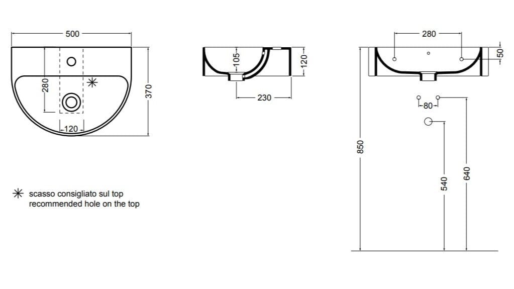 Керамическая круглая столешница с переливом Axa Prisma Sink обычная чаша ARCH-00019296 - Вид №6