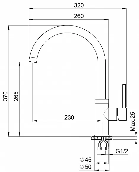 2125, ГРАФИТ (ЧЁРНО-СЕРЫЙ), СМЕСИТЕЛЬ КУХОННЫЙ GRANULA 2125-ST23 - Вид №2