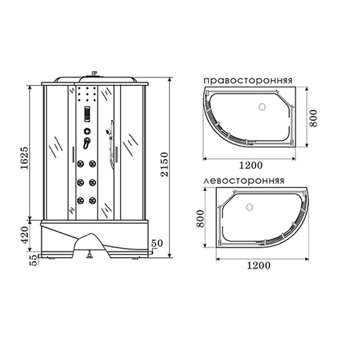 Душевая кабина Erlit ER4512TPR-C4-RUS (1200x800x2150) тонир. выс. поддон ER4512TPR-C4-RUS 131567 - Вид №1
