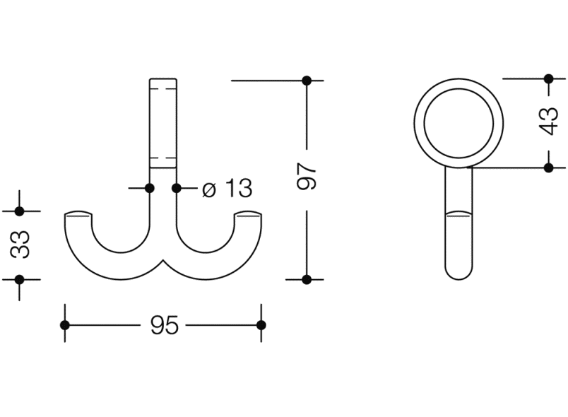 33.1700 Двойной крючок для гардероба HEWI System 111 | Polyamid  - Вид №3