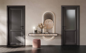 Ламинат и стеклянная распашная дверь