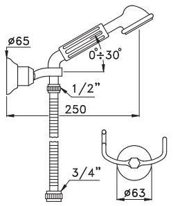 RUBINETTERIE STELLA Настенный ручной душ с опорой Roma sun-id-1356770 - Вид №1