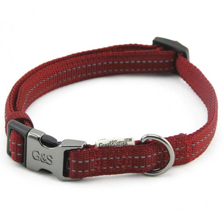 ПР0043599 Ошейник для собак со светоотражающей острочкой 25х450-650мм нейлон красный Great&Small 