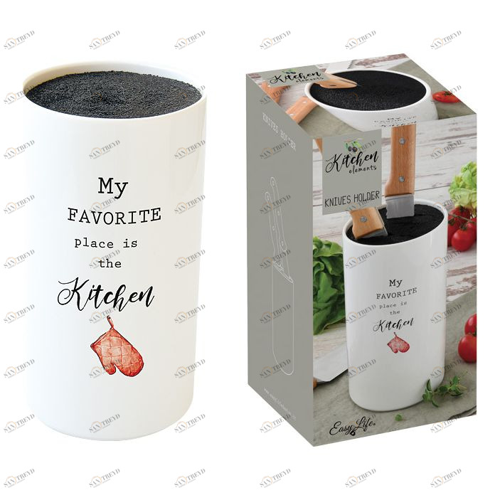 Подставка для ножей фарфоровая белая в подарочной упаковке Kitchen Elements EASY LIFE KITCHEN ELEMENTS 00-3946555 Белый 