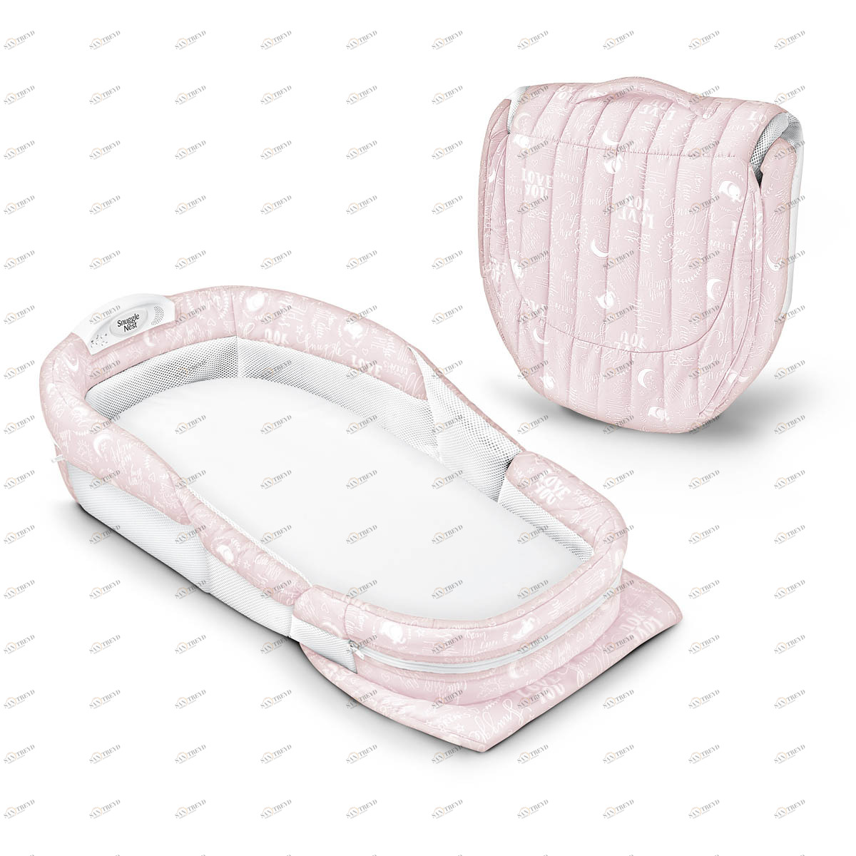 Складная кроватка ХL розовая с надписями BABY DELIGHT  322585 Розовый Santreyd 