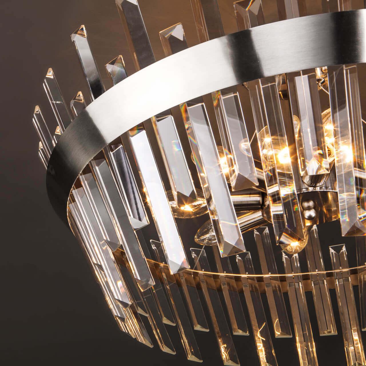 Потолочная люстра Eurosvet Steccato 10111/8 сатин-никель / прозрачный хрусталь Strotskis EUROSVET ДИЗАЙНЕРСКИЕ, STECCATO 00-3888744 Прозрачный;хром  - Вид №1