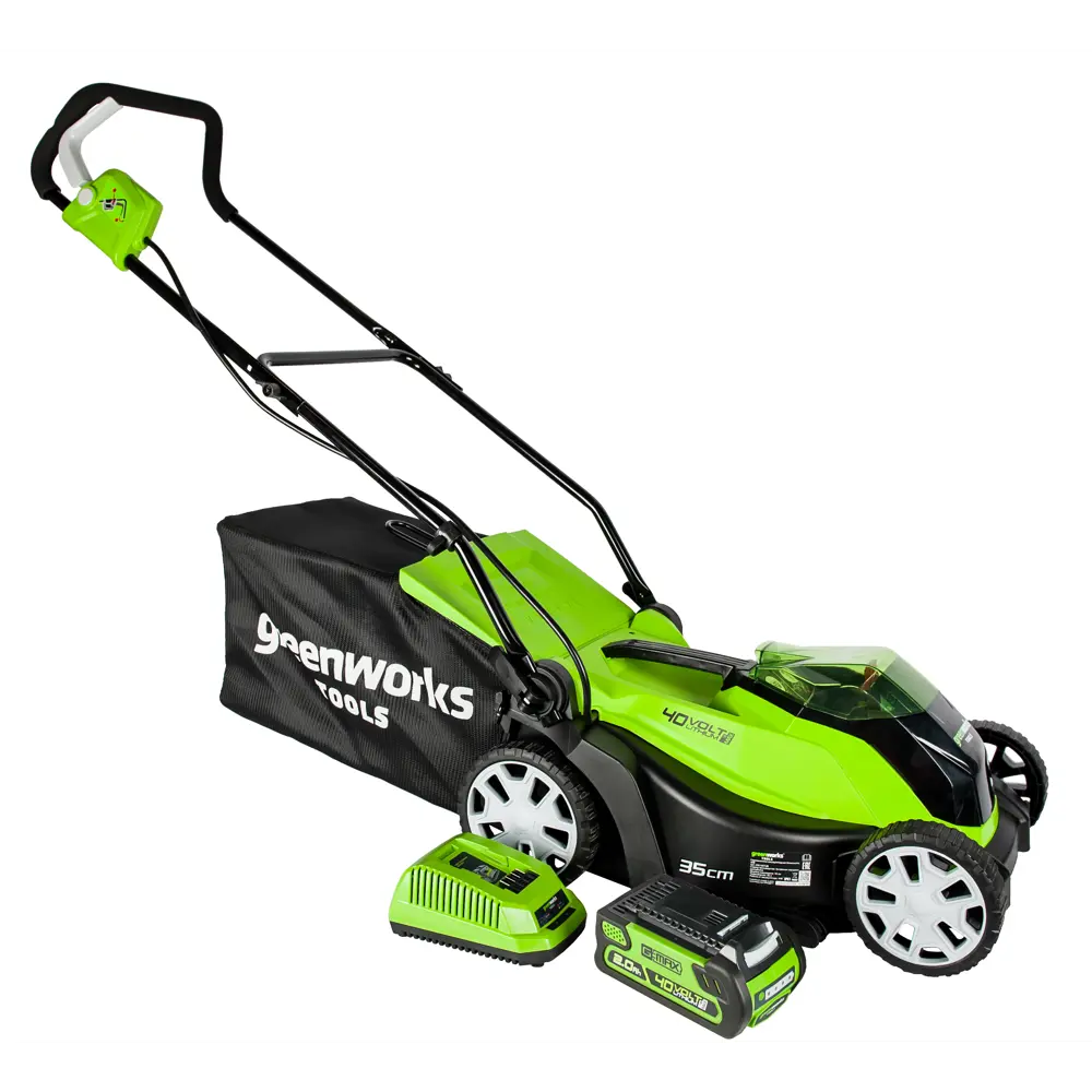 Газонокосилка аккумуляторная GreenWorks 2501907UA 40 В 35 см 1x2 Ач АКБ и ЗУ входит в комплект 80172924 STLM-2153947  - Вид №4