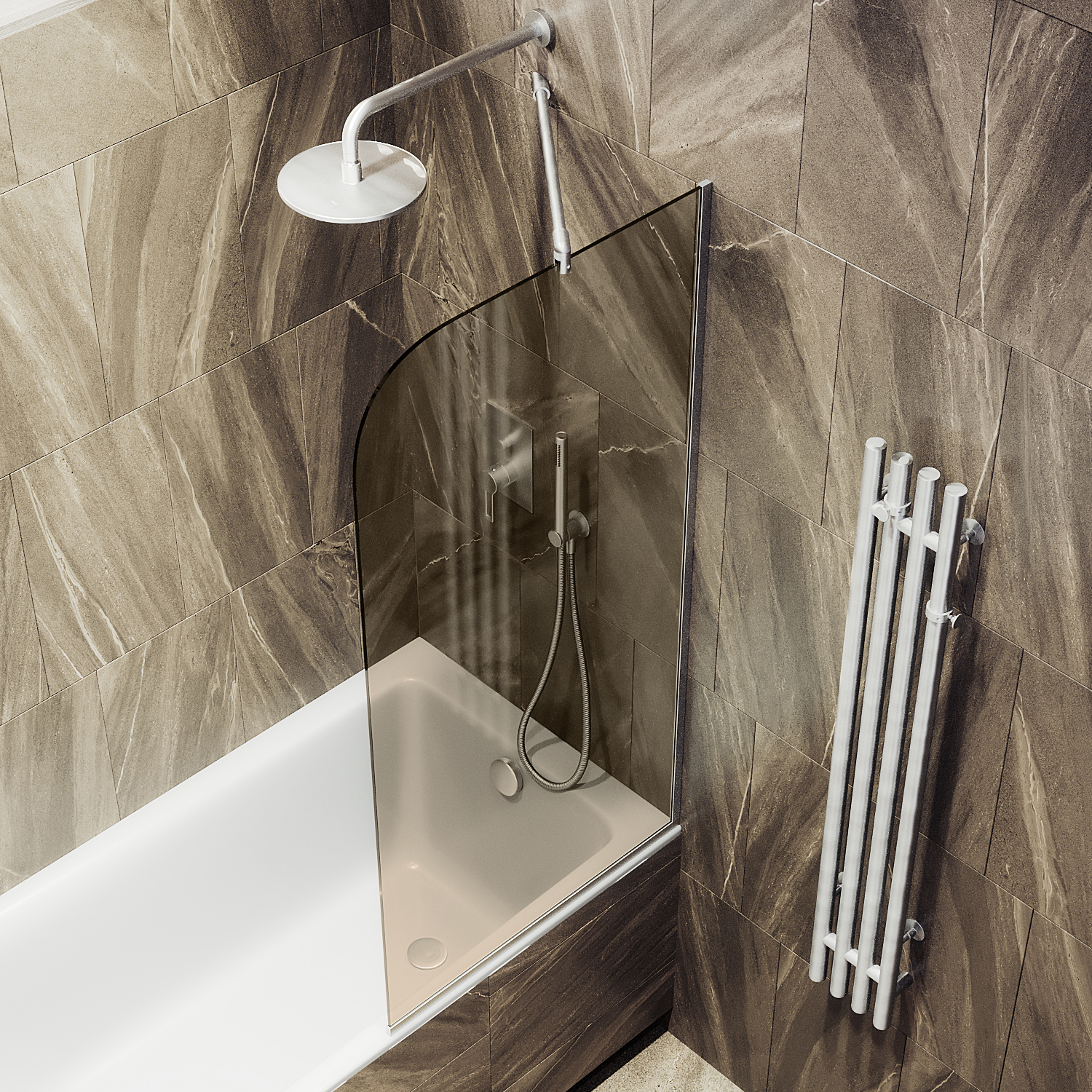 Шторка для ванны в узком профиле ST-59-5у Public Steel