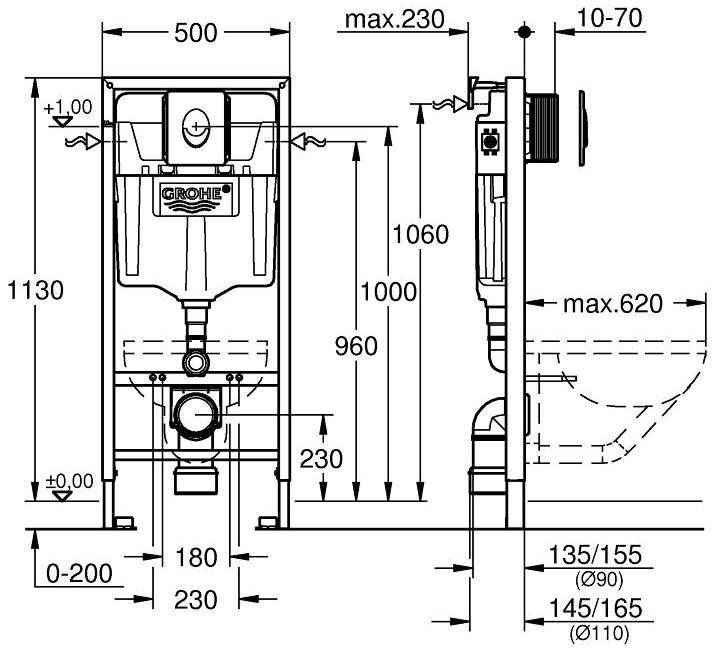NW0006 Подвесной унитаз настенный Белый Grohe Bau Тайвань - Вид №8
