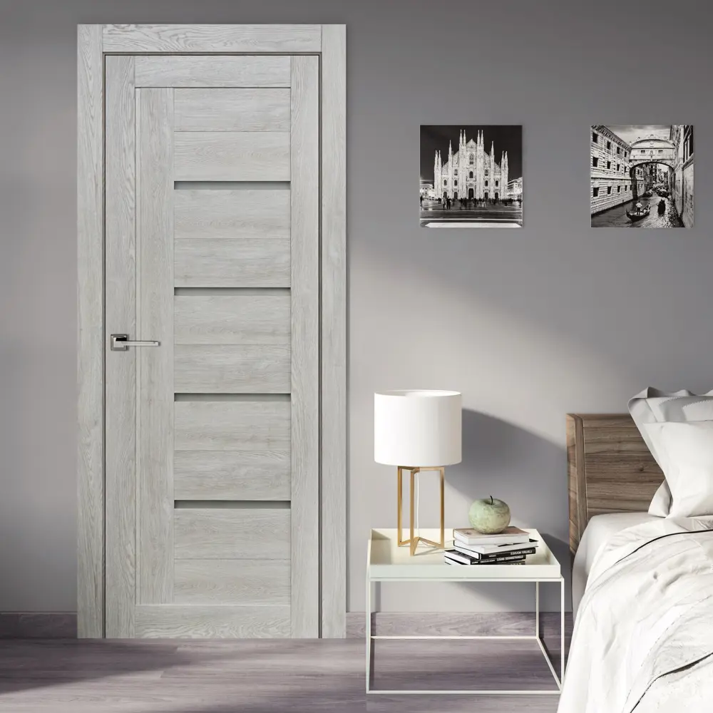 Комплект двери Тренд вертикальный со стеклом 80x200 см Hardflex серый с добором 200 мм ПРИНЦИП STLM-2131378 - Вид №1