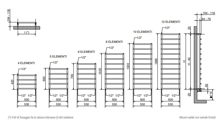 Настенный полотенцесушитель с горячей водой Cordivari ARCH-00069415 - Вид №2