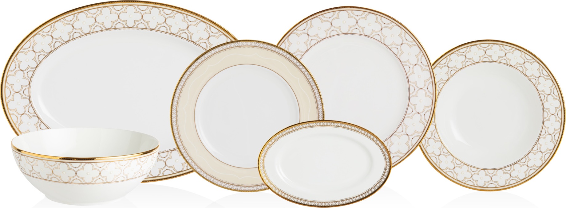 10657441 Noritake Сервиз столовый Noritake Трефолио,золотой кант на 6 персон, 21 предмет 
