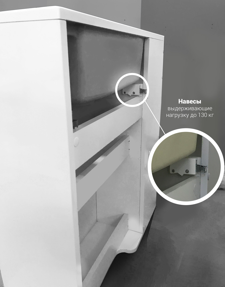 У84223 Тумба с раковиной July 50П 1д. Белый глянец 1 Marka JULY - Вид №5