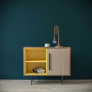 Тумба под телевизор с дверцей 80х100 см светло-бежевая с желтым Модуль-D BRAGIN DESIGN TUBE 00-3862387 Бежевый;желтый