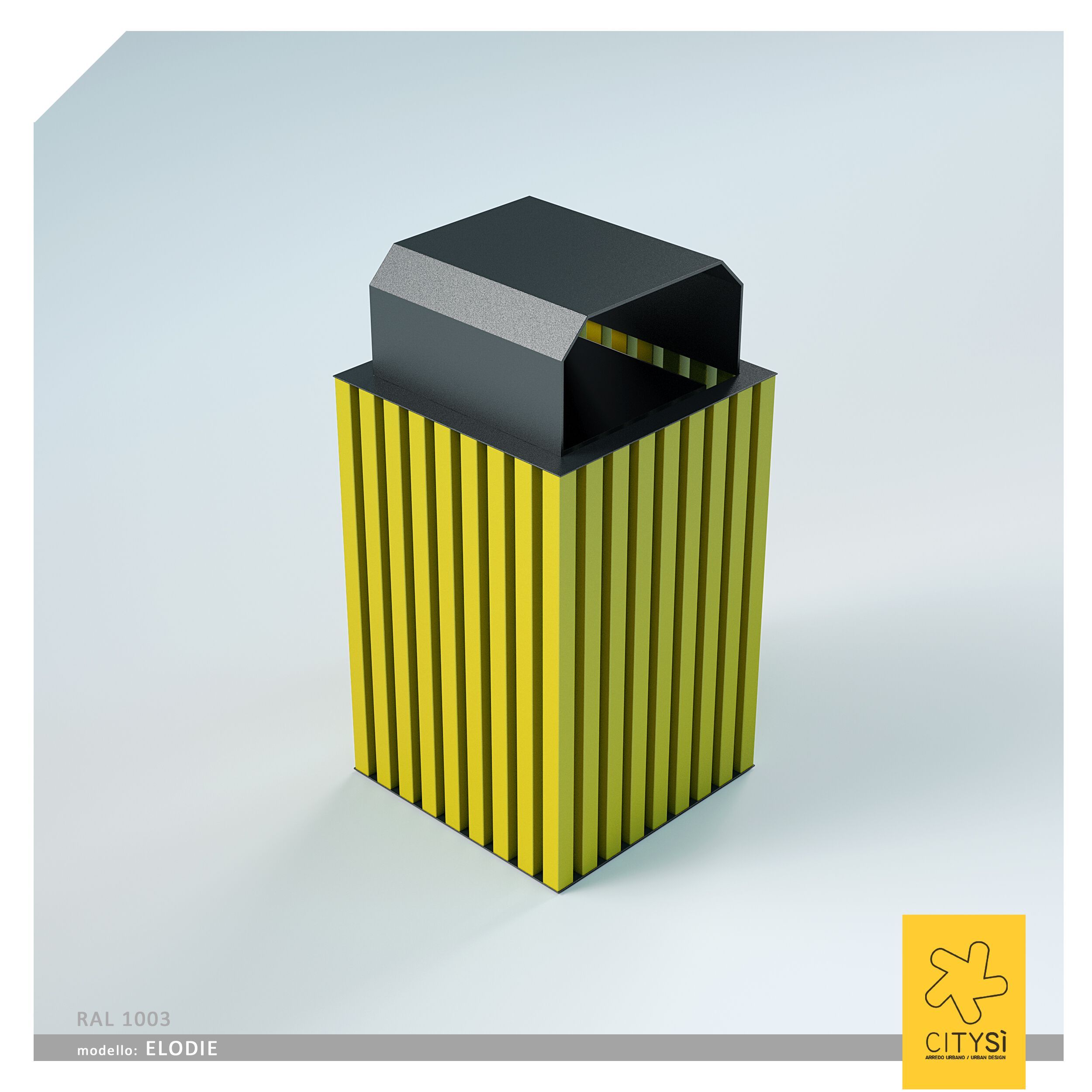 Стальная стойка для мусора с крышкой для наружного использования CITYSì Elodie ARCH-00082255 - Вид №6