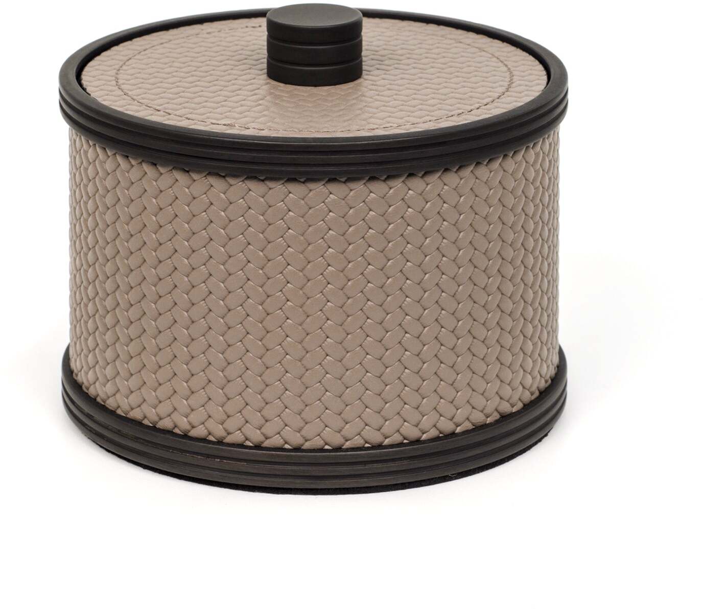 Держатель для ватных дисков Carol - Ø 11,5XH8 см / металлическая отделка_вороненая латунь / зерненая кожа_темно-синий