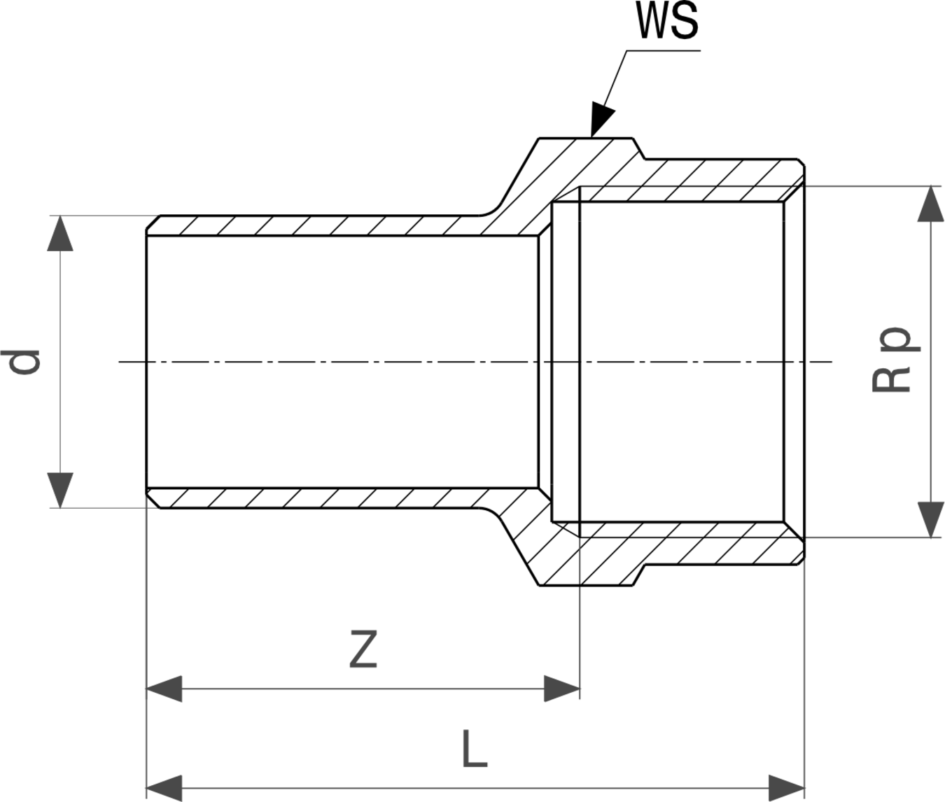 559 144 Модель 1112.1 Трубопроводные системы  Prestabo  Переходники/​переходные угольники Santreyd  - Вид №3