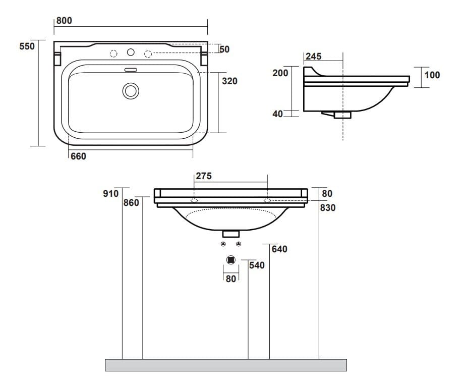 Керамическая прямоугольная подвесная раковина с держателем для полотенец Kerasan Waldorf ARCH-00103313 - Вид №4