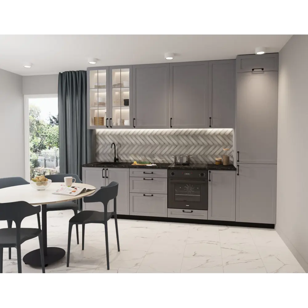 Фасад для кухонного ящика Ньюпорт 79.7x25.3 см Delinia ID МДФ цвет серый Ньюпорт Серый STLM-2202742 - Вид №1