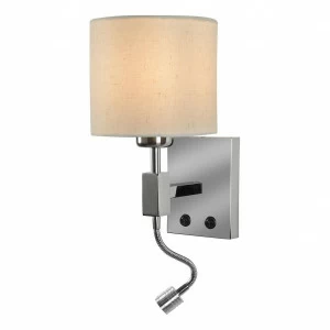 Бра с абажуром и лампой для чтения City BJ001 CR ILAMP CITY 00-3949106 Бежевый;хром