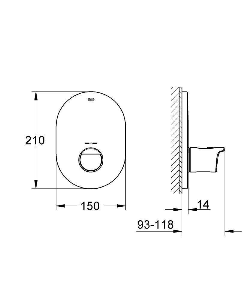 19352001 Внешняя часть центрального термостатического смесителя Grohe Grohtherm 2000 хром - Вид №1