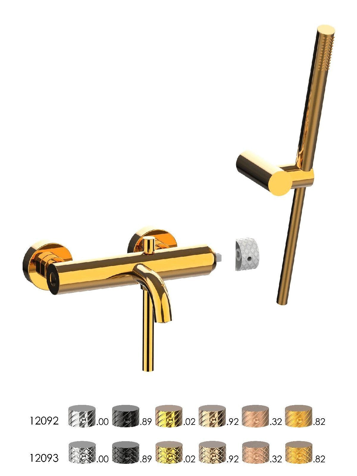 Настенный смеситель для ванны с ручным душем Rubinetterie Frattini Pepe XLS ARCH-00005940 - Вид №6