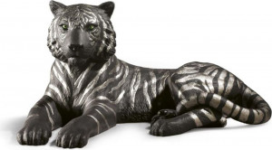 10672310 LLADRO Фигурка Lladro Тигр (черный с серебром) 52x26см, фарфор Фарфор